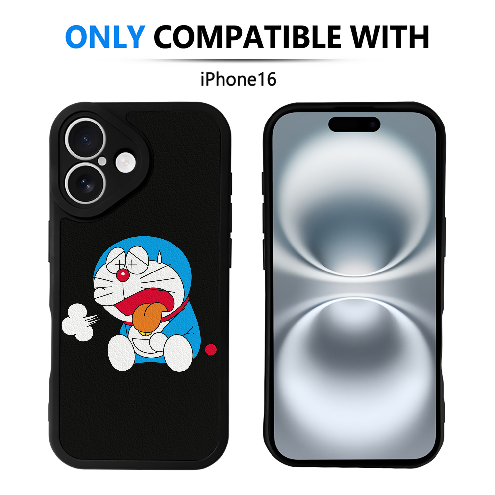 （画像用） ドラえもん Doraemon 【iPhone 16シリーズ対応】シリコンスマホケース（レザー調） 材質：シリコン